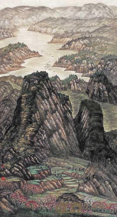 方平 山水 镜心 178×95cm